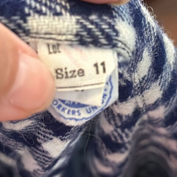 Vintage 60s/70s Kelita navy blue & white checked winter maxi skirt - Picture 6 of 8